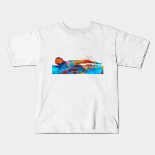 Swimmer in watercolor Kids T-Shirt